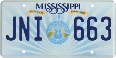 MS license plate JNI663