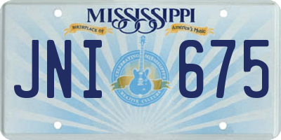 MS license plate JNI675
