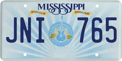 MS license plate JNI765