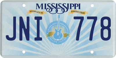 MS license plate JNI778