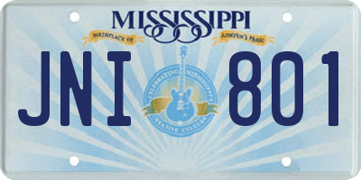 MS license plate JNI801