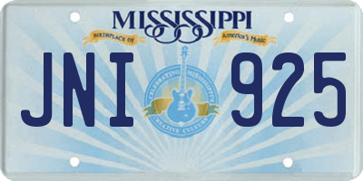 MS license plate JNI925
