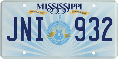 MS license plate JNI932