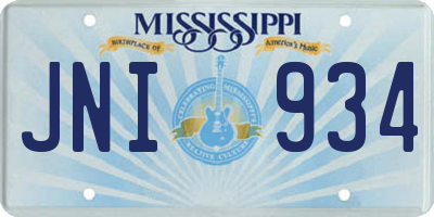 MS license plate JNI934