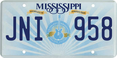 MS license plate JNI958