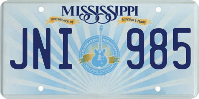 MS license plate JNI985