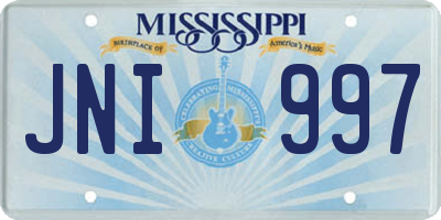 MS license plate JNI997