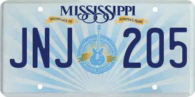 MS license plate JNJ205