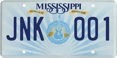 MS license plate JNK001