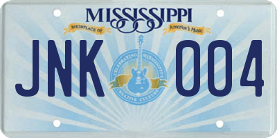 MS license plate JNK004