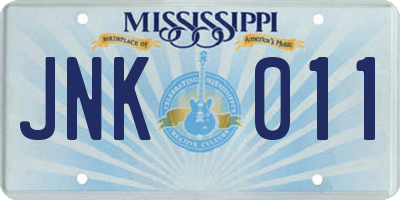 MS license plate JNK011
