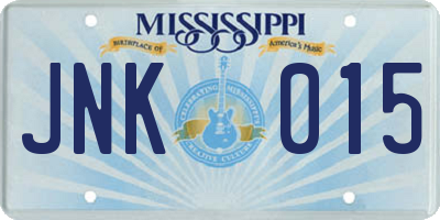 MS license plate JNK015
