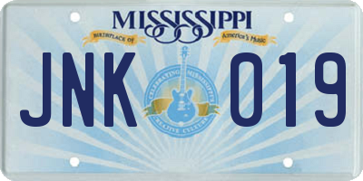 MS license plate JNK019