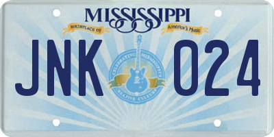 MS license plate JNK024