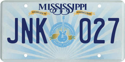 MS license plate JNK027