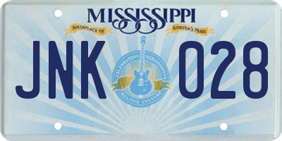 MS license plate JNK028