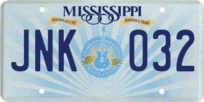 MS license plate JNK032