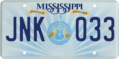 MS license plate JNK033
