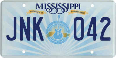 MS license plate JNK042