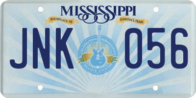 MS license plate JNK056