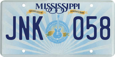 MS license plate JNK058