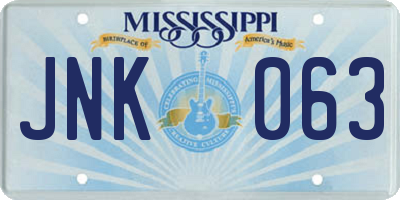 MS license plate JNK063