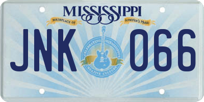 MS license plate JNK066