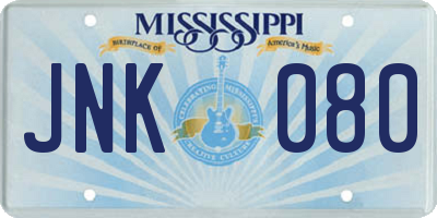 MS license plate JNK080