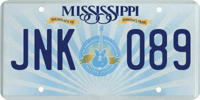 MS license plate JNK089
