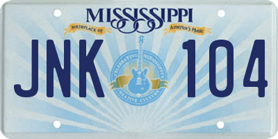 MS license plate JNK104