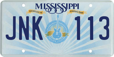 MS license plate JNK113
