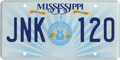 MS license plate JNK120