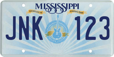 MS license plate JNK123