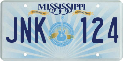 MS license plate JNK124