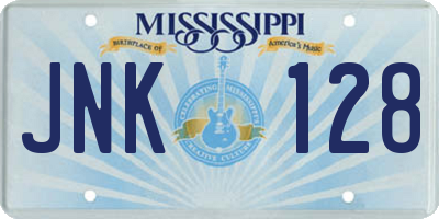 MS license plate JNK128