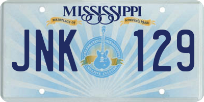 MS license plate JNK129