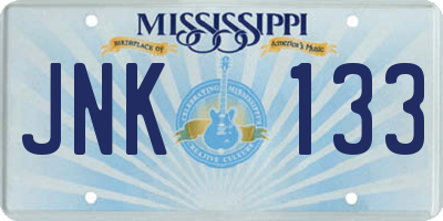 MS license plate JNK133