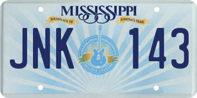 MS license plate JNK143