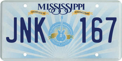 MS license plate JNK167