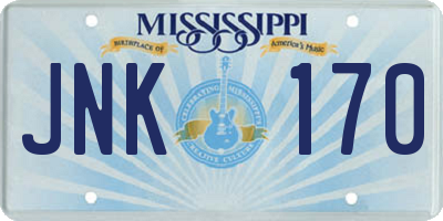 MS license plate JNK170