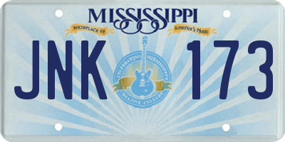 MS license plate JNK173