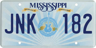 MS license plate JNK182