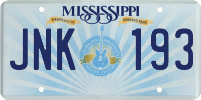 MS license plate JNK193