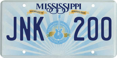 MS license plate JNK200