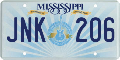 MS license plate JNK206