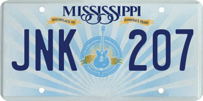 MS license plate JNK207