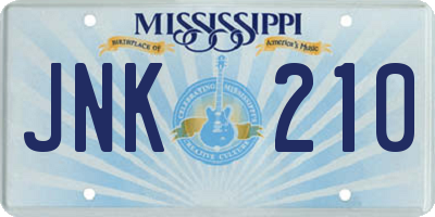 MS license plate JNK210