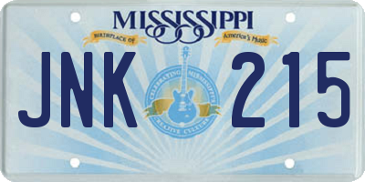 MS license plate JNK215