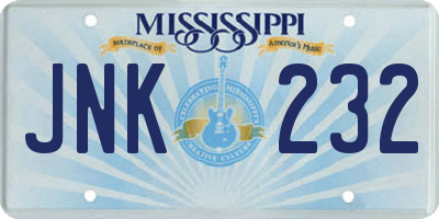 MS license plate JNK232