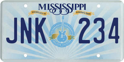 MS license plate JNK234